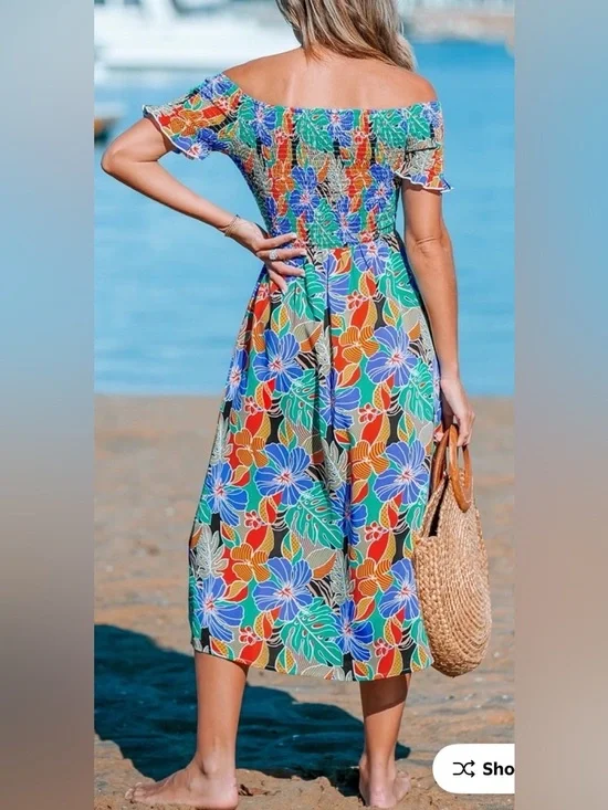 NWT Cupshe Floral Tropical Midi Dress - Picture 2 of 4